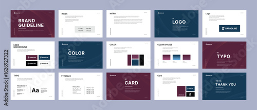 Brand Guidelines Template – Modern Landscape Identity Presentation, Logo Strategy Guide Book Layout, Business Identity Design for Corporate, Medical, Industrial, and Creative Agencies