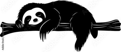 illustration of sloth sleeping on branch