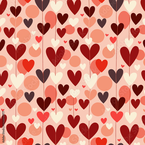 Colorful heart pattern on pink background for Valentine's Day
