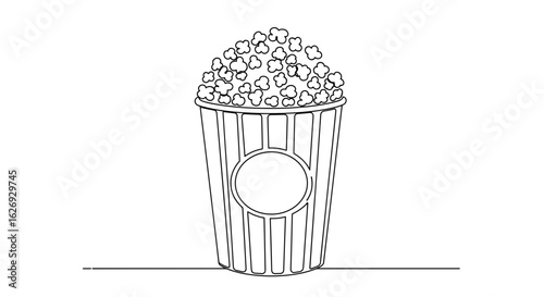 Outline of a popcorn bucket filled with popcorn kernels   