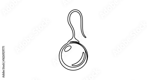 Simple line drawing of a pendant earring with hook design  