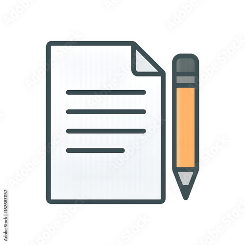 Notepad with pencil icon, isolated PNG