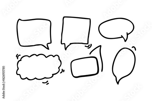 Hand-drawn Speech Bubbles:  Blank Comic Book Style Dialogue Boxes