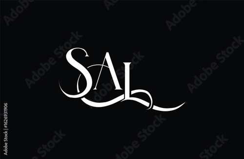 Initial SAL letter logo design. Elegant Monogram Logo Design with Decorative Elements and Typography