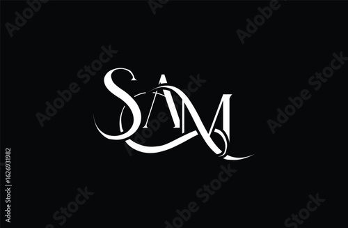Initial SAM letter logo design. Elegant Monogram Logo Design with Decorative Elements and Typography