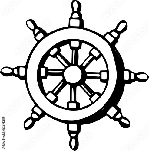 Ship wheel isolated on white background