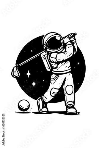 Astronaut playing golf in space