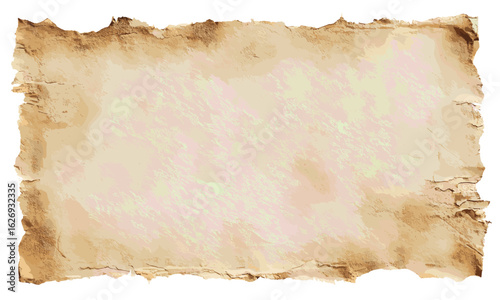 Worn vintage paper texture with aged, stained parchment sheets and rough torn edges. Antique historical manuscript background, shabby distressed old paper for scrapbook, archival, retro brown paper