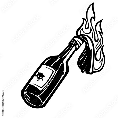 Molotov cocktail burning
