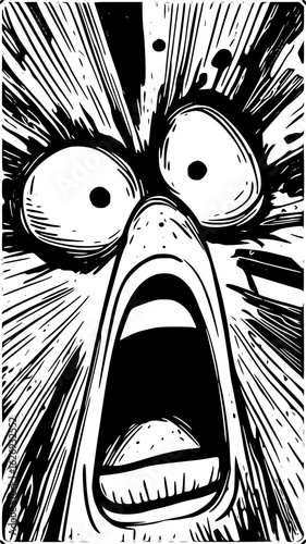 Screaming face with wide eyes