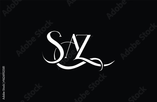 Initial SAZ letter logo design. Elegant Monogram Logo Design with Decorative Elements and Typography