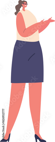 Elegant woman teacher speaking vector illustration