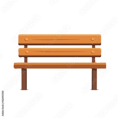 A Flat 2D vector illustration of a wooden bench, minimal style with modern design elements, isolated on a white background, EPS format.