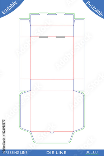 Pizza box packaging template design die cut