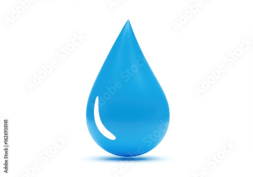 Blue water drop isolated on white background simple clean droplet icon illustration