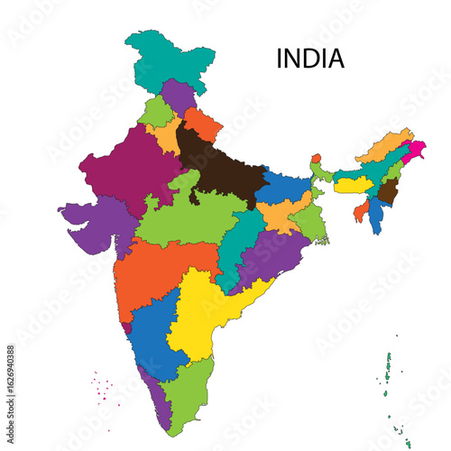 Geography Indian Map vector icon. Map of India. Detailed Map of India