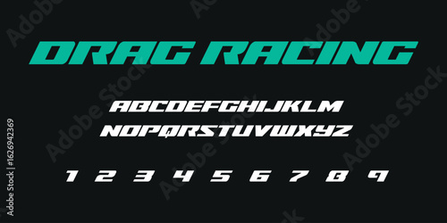 Drag Racing Alphabet Font Vector Design for Speed, Motorsport, and Bold Typography