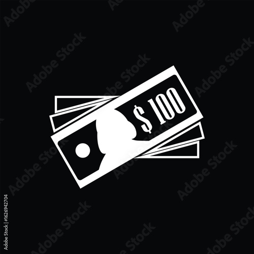 Hundred Dollar Cash Icon Vector Design for Finance, Banking, and Money Concepts