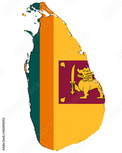 Map of Sri Lanka with flag ,sri lanka independence day 4 feb flag map on sea vector background
