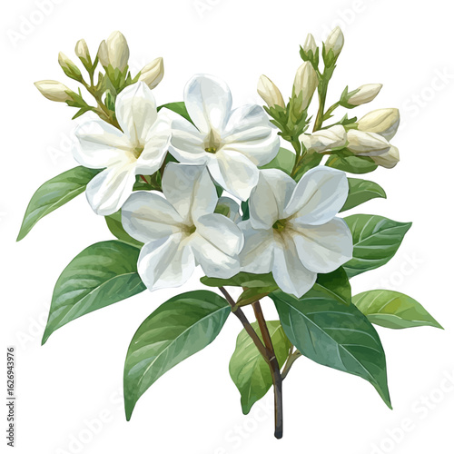 watercolor vector of Stephanotis Flower, isolated on a white background.
