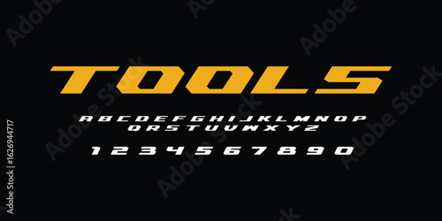 Tools Alphabet Font Vector Design Construction Theme Hand Drawn Industrial Typography with Wrenches Bolts Hammers for Posters T Shirts Garage Labels and Builder Graphic Projects