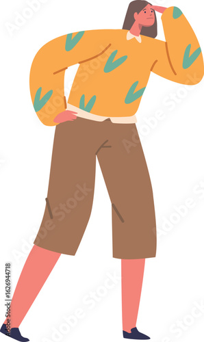 Woman searching looking closely vector illustration