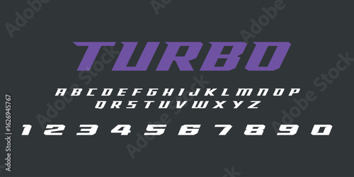 Turbo Lettering Font Alphabet Vector Design High Speed Racing Inspired Bold Dynamic Typeface for Automotive Posters Stickers Sports Cars T Shirts and Modern Motion Graphic Projects