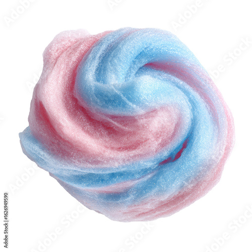 Pink and blue cotton candy swirl isolated on transparent background