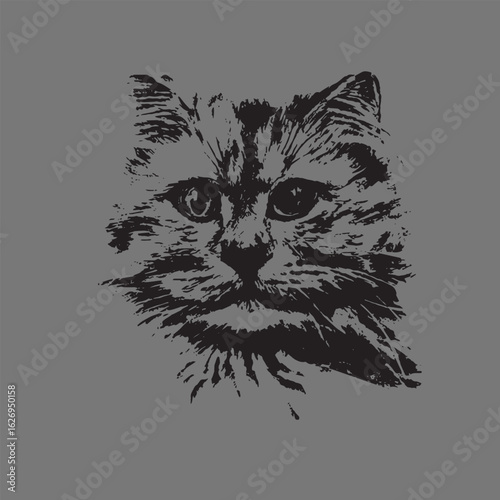 Cat Head Drawing T Shirt Vector Design for Pet and Feline Lovers