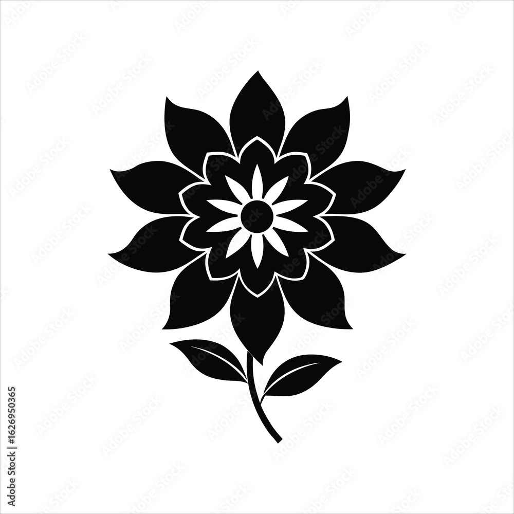 Decorative Flower Icon in Black and White Decorative Flower Icon in Black and White