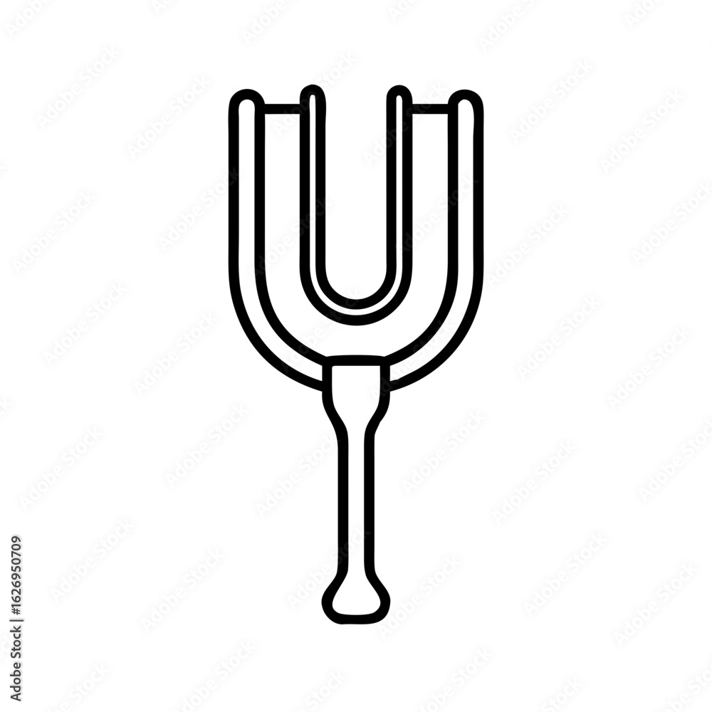 Tuning fork in simple line art style on white background Tuning fork in simple line art style on white background
