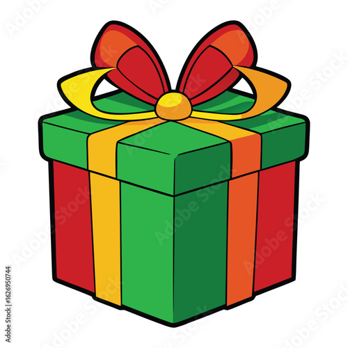 Gift Box: A vividly colored gift box adorned with a festive ribbon, ready to bring joy and surprise to any special occasion. 