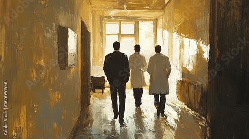 Three Figures in Corridor