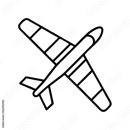 Airplane outline vector illustration, simple plane drawing, travel, flight, aviation icon design