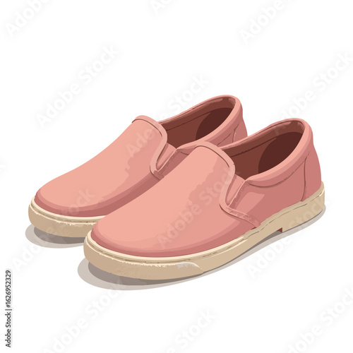 Vector illustration of canvas slip-ons realistic style on white background, casual footwear
