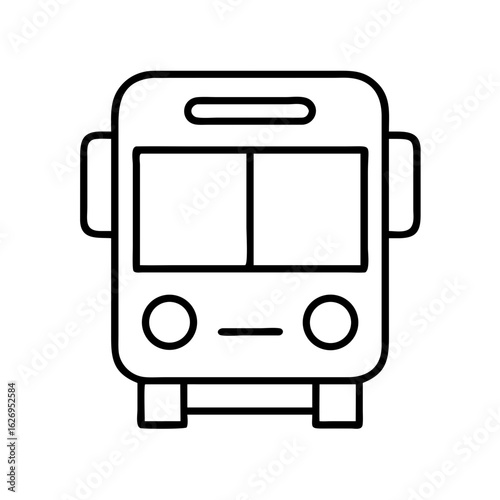 Bus transportation vehicle outline front view public transport drawing vector illustration