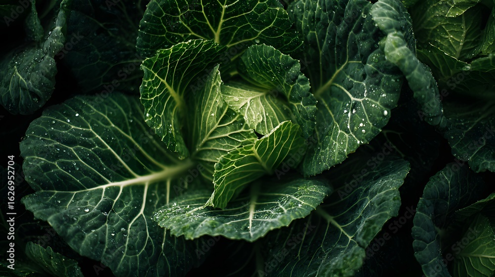 Obraz premium Close up view of a vibrant green savoy cabbage in a garden