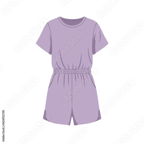 Vector illustration of lounge romper realistic style on white background, casual loungewear