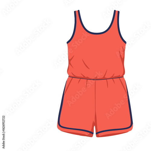 Vector illustration of lounge romper realistic style on white background, casual loungewear