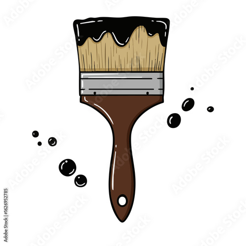 Vector illustration of oily brush realistic style on white background, painting tool