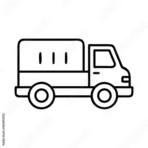 Outline delivery truck vector illustration for cargo transport and shipping services design
