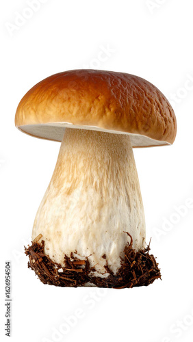 Penny bun mushroom growing on transparent background