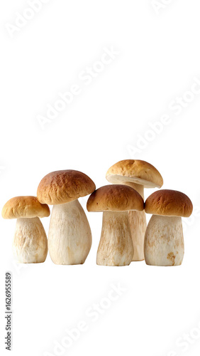 Fresh penny bun mushrooms on transparent background, ready for culinary use
