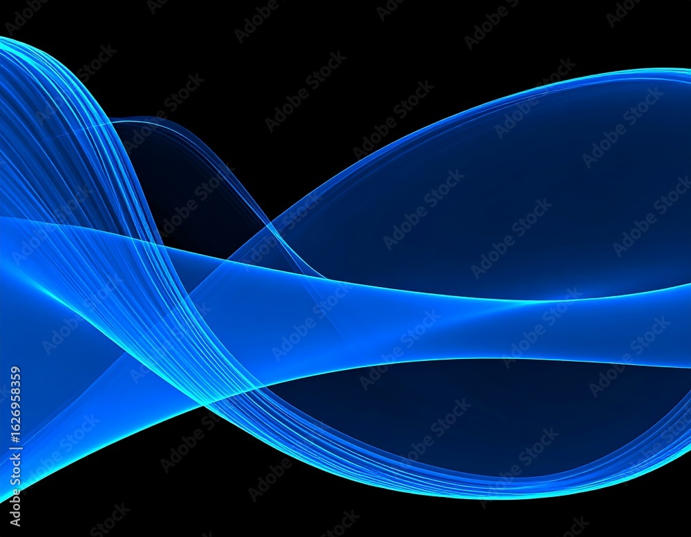 Obraz premium Abstract flowing blue lines on black background