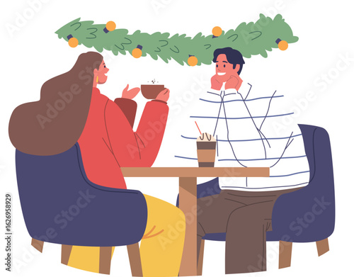 Beloved boyfriend girlfriend celebrating Christmas