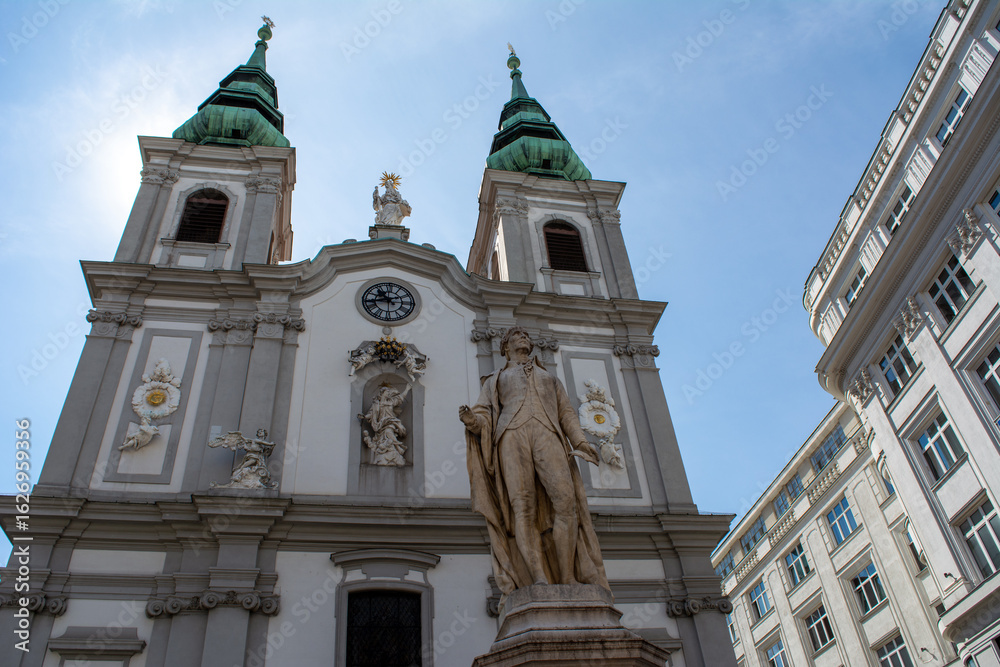 Fototapeta premium he Church of Mariahilf in Vienna, Austria, which is a Baroque parish church and the church of the Congregation of Saint Michael the Archangel. 