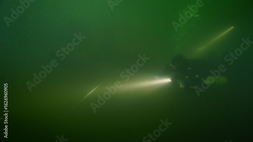 Scuba diving in the lake