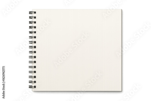 Blank notebook with black spiral binding on transparent background