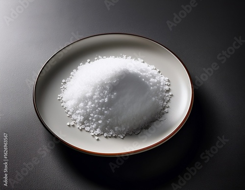 salt limit concept fine white salt arranged in a mound on a minimalist plate
