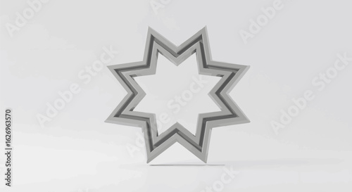 Geometric Star Outline Design with Shadow on White Background